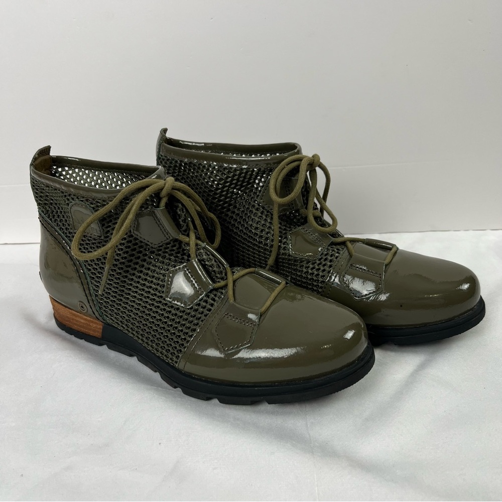 SOREL Major Mesh Lace Up Ankle Boots in Olive Green Women’s Size 10